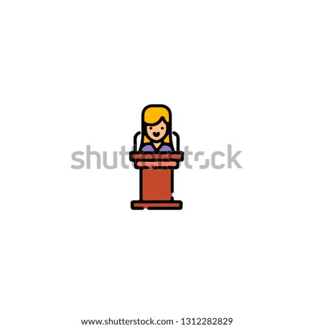 Politician icon, flat design line art thin style, International Women's Day signs and symbols, Feminismin fographics . Colorful icon on a white background, Vector illustration