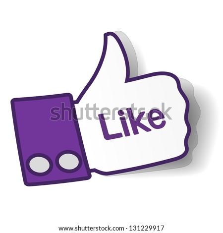 Thumbs up paper sticker used in a social networks like facebooke. Vector eps10 illustration