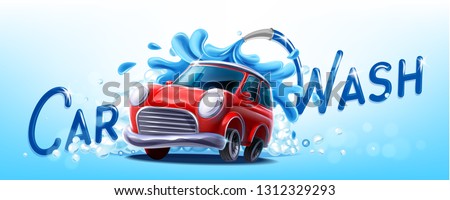 car wash illustration banner