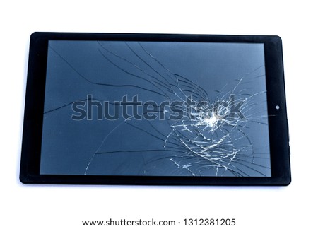 Smashed Screen Vandalised Broken Glass Close Up Tablet Phone