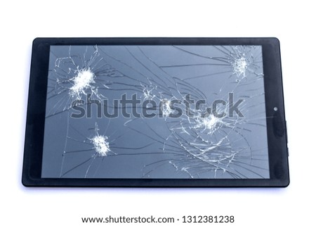 Smashed Screen Vandalised Broken Glass Close Up Tablet Phone