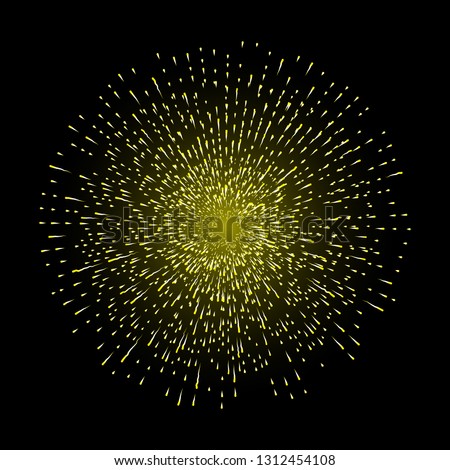 Gold halo angel ring in shape of fire circle made of flakes. Isolated on black background. Holy golden nimbus circle aureole, saint symbol. Tattoo reference. Vector.