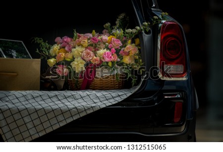  Valentine's car trunk with flowers and gifts