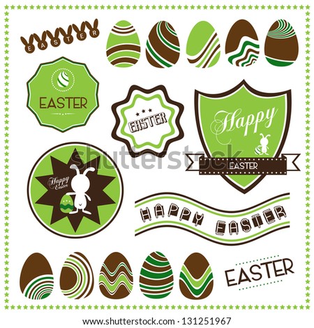 Set of Easter ornaments and decorative labels, Vector illustration