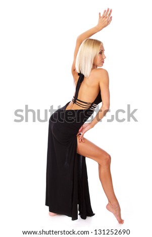 Image of blondie who is performing belly dance