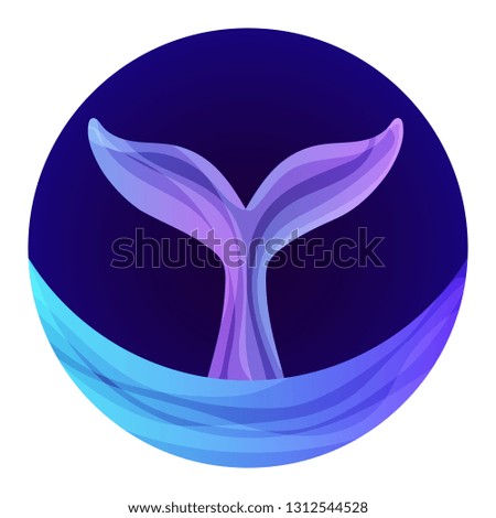 Whale tail  in trendy style and bright vibrant gradient colors
