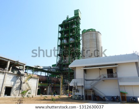 Long kiln in cement factory.