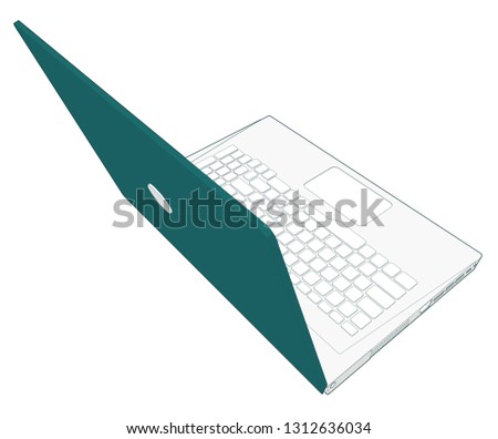 top view crazy professional artwork of a nice back side perspective angle. Modern laptop keyboard. agp visible.