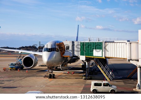 Commercial air plane at the airport Royalty-Free Stock Photo #1312638095