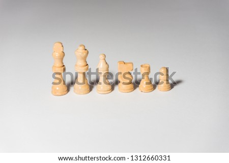 chess pieces on white background