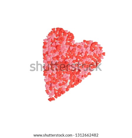 Pattern of small hearts isolated on white background. Top view