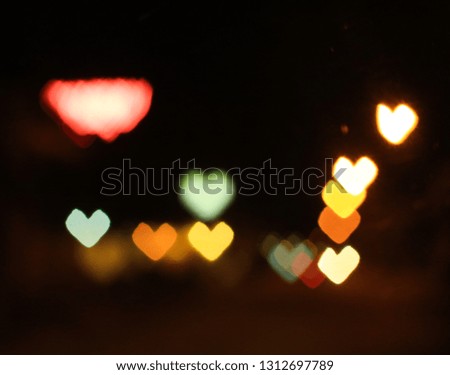 Light bokeh is a heart shaped, a variety of colors, colorful at night.