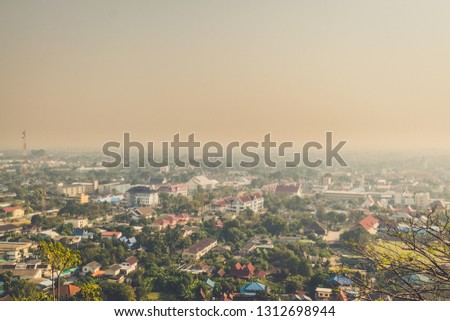 Aerial View : Downtown Phetchaburi Province , Thailand 