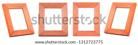 GROUP of Brown Wood Frames isolated on white background. BROWN WOOD FRAME on WHITE BACKGROUND.