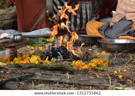Hawan ceremony in Hindu culture. 
