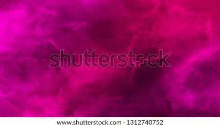 Grunge abstract cosmic red and pink watercolor background. Magenta shades neon glow lights water color painted illustration. Abstract paper textured retro aquarelle canvas for modern creative design.