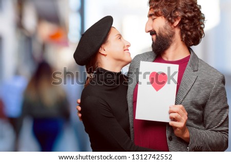 young couple celebrating valentine´s day. love concept