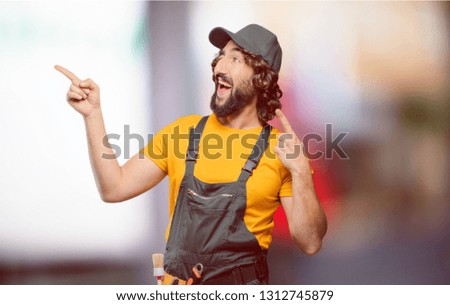 young bearded man expressing a concept