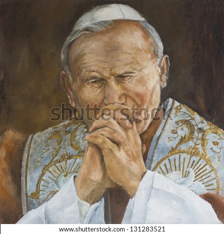 Pope John Paul II praying illustration
