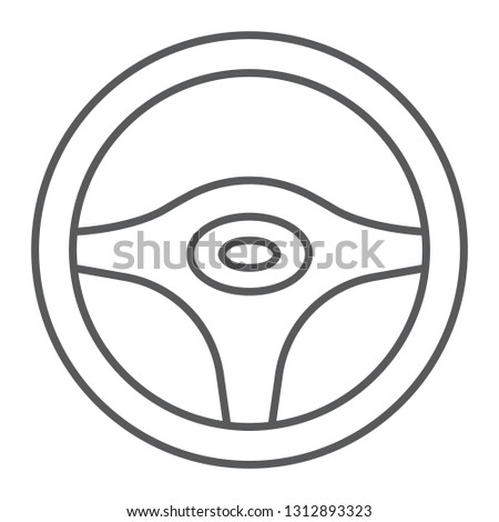Steering wheel thin line icon, auto and drive, car wheel sign, vector graphics, a linear pattern on a white background, eps 10.