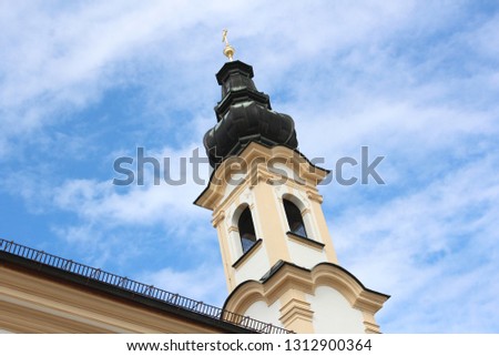 Church tower with sky background