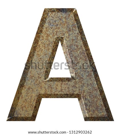 Old rusty metal english alphabet.