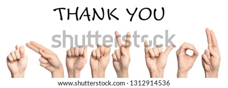 Woman showing phrase Thank You on white background. Sign language