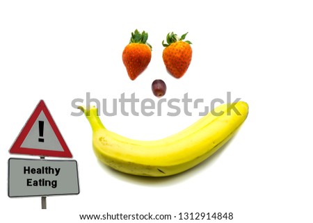Sign Healthy Eating Fruits Smiley