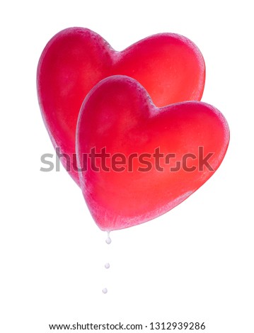 Valentines day frozen hearts melting away
