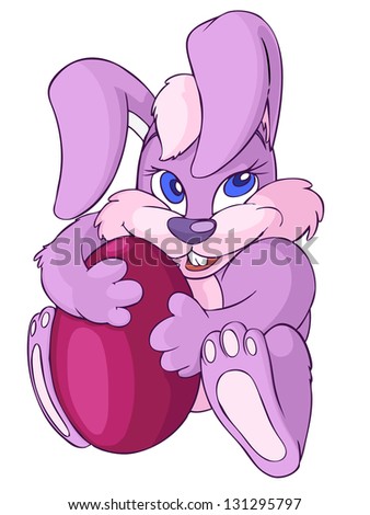 Vector illustration, funny Easter rabbit, cartoon concept, white background.