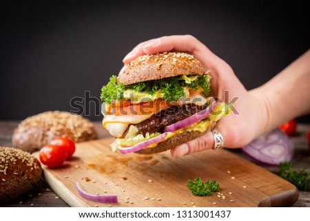 Classic burger dark background