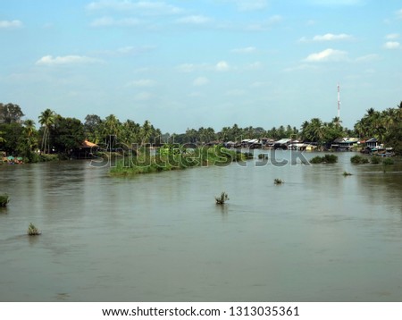 Landscape image of  Champasak (Laos) port  along Mekong river was taken during visiting Somphamit waterfall.