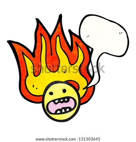 cartoon flaming emoticon face