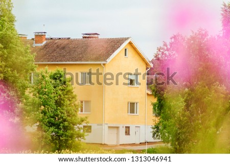 cute house is full of spring flowers