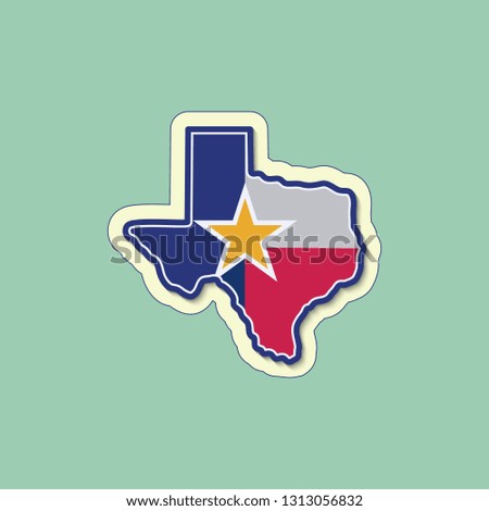 Texas map with golden star