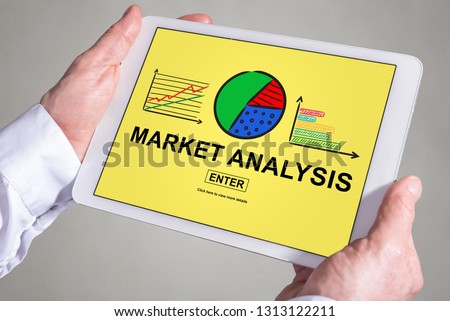 Tablet screen displaying a market analysis concept