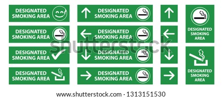 Smoking zone. Designated smoke area symbol. Sigarette, cigar, tobacco or on school or work. Muster point or assembly point