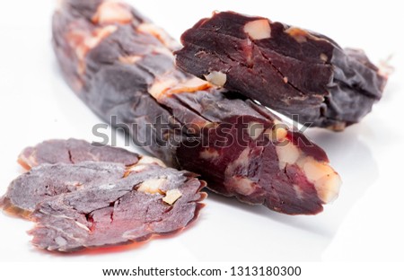 
jerked sausage on a white background