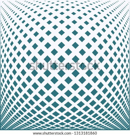 Bright decorative pattern with a halftone transition from small squares and rhombuses. Curvilinear arrangement. Layout design for business, design for decoration, covers, packaging - vector graphics