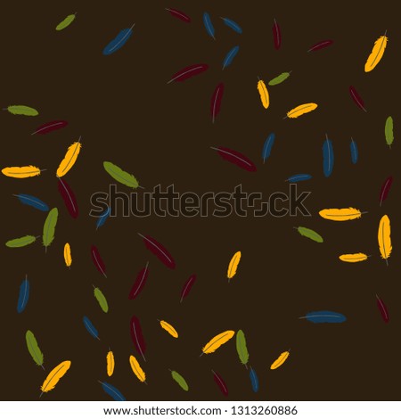 Colorful feathers. Prints of Colored feathers Design for Goods for Pets. Simple Pattern for Print, Logo or Poster. Vector Confetti Background.
