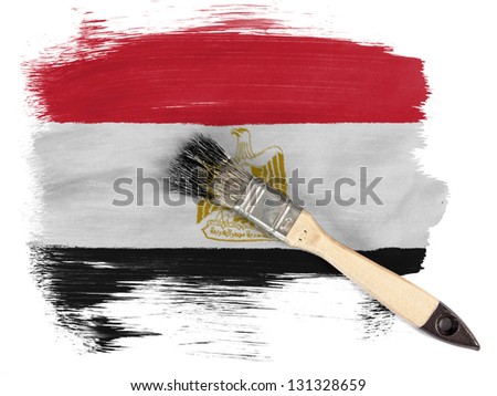 Egypt. Egyptian flag  painted with brush over it