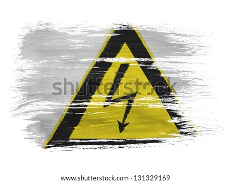 Electric shock sign painted on on white background