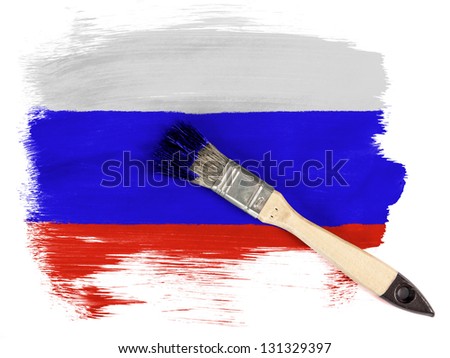 Russia. Russian flag  painted with brush over it