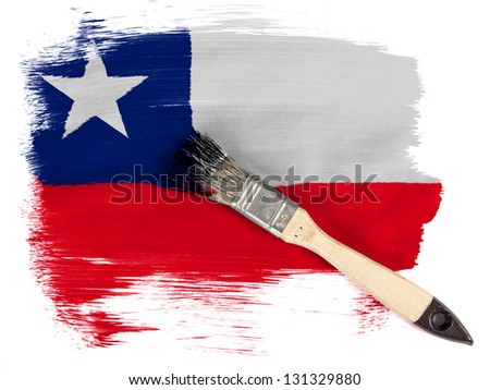 Chili. Chile flag  painted with brush over it
