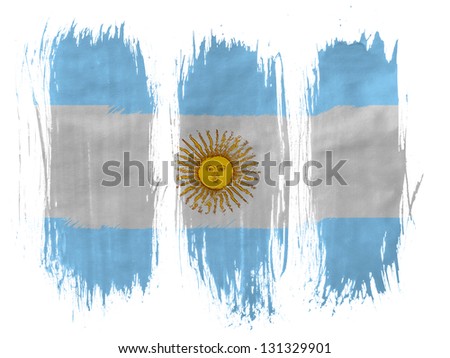 Argentine. Argentinean flag  painted with 3 vertical  brush strokes on white background