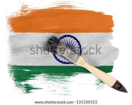 India. Indian flag  painted with brush over it