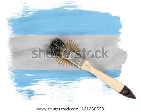 Argentine. Argentinean flag  painted with brush over it