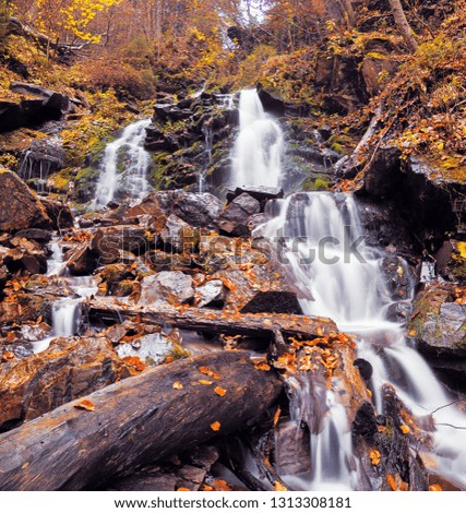 waterfall at the autumn forest