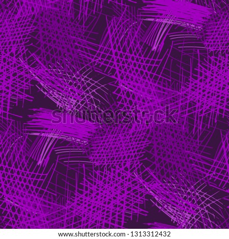 Various Hatches. Seamless Texture with chaotic Hand Drawn Lines. Retro Background for Print, Wallpaper, Swimwear. Vertical, Horizontal and Diagonal Strokes. Grunge Vector Texture