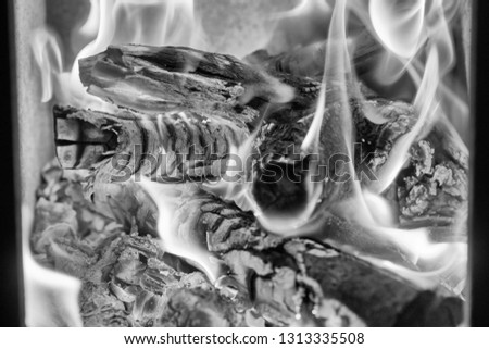 firewood burning in a stove